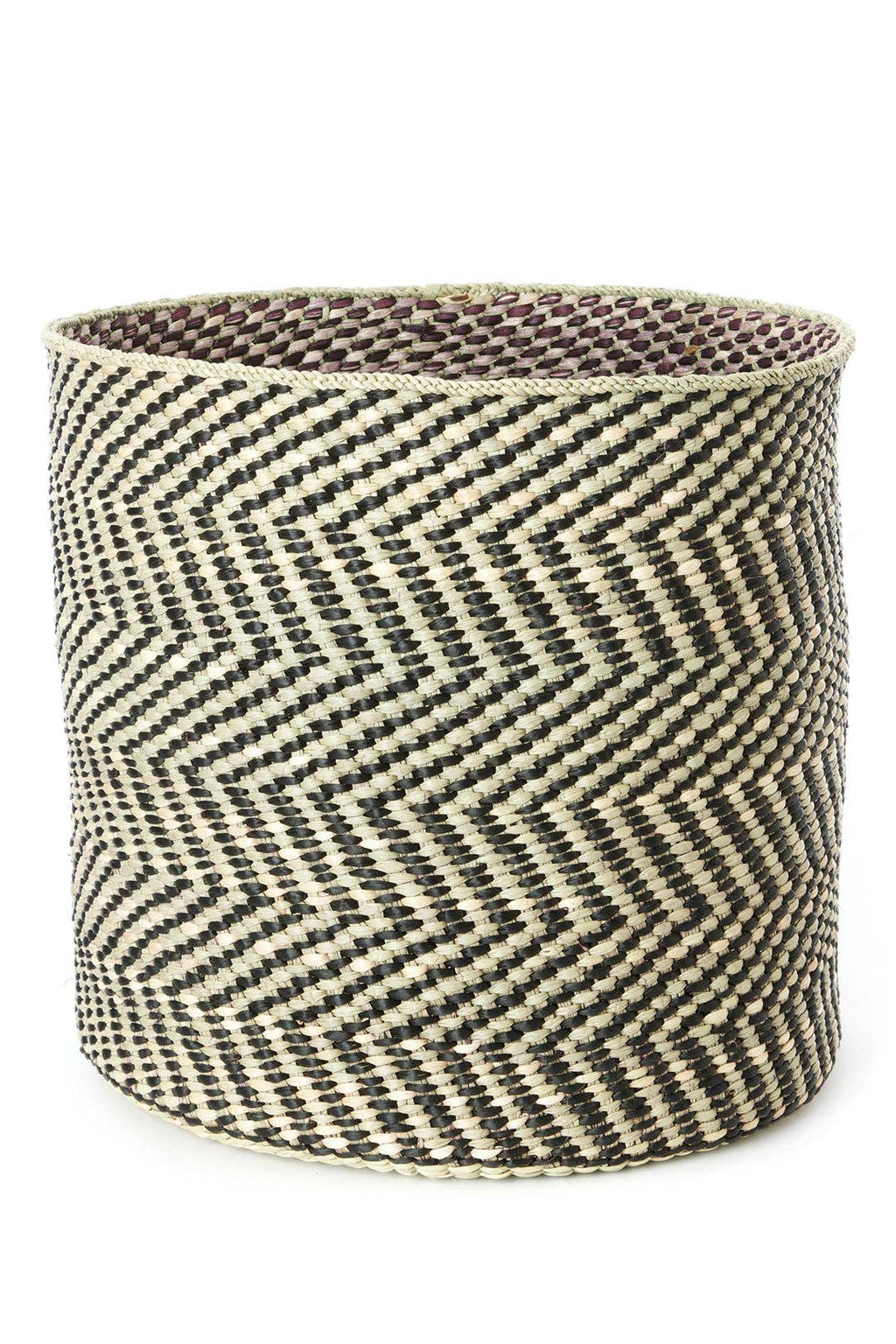 Black & Natural Maila Milulu Reed Basket - Large