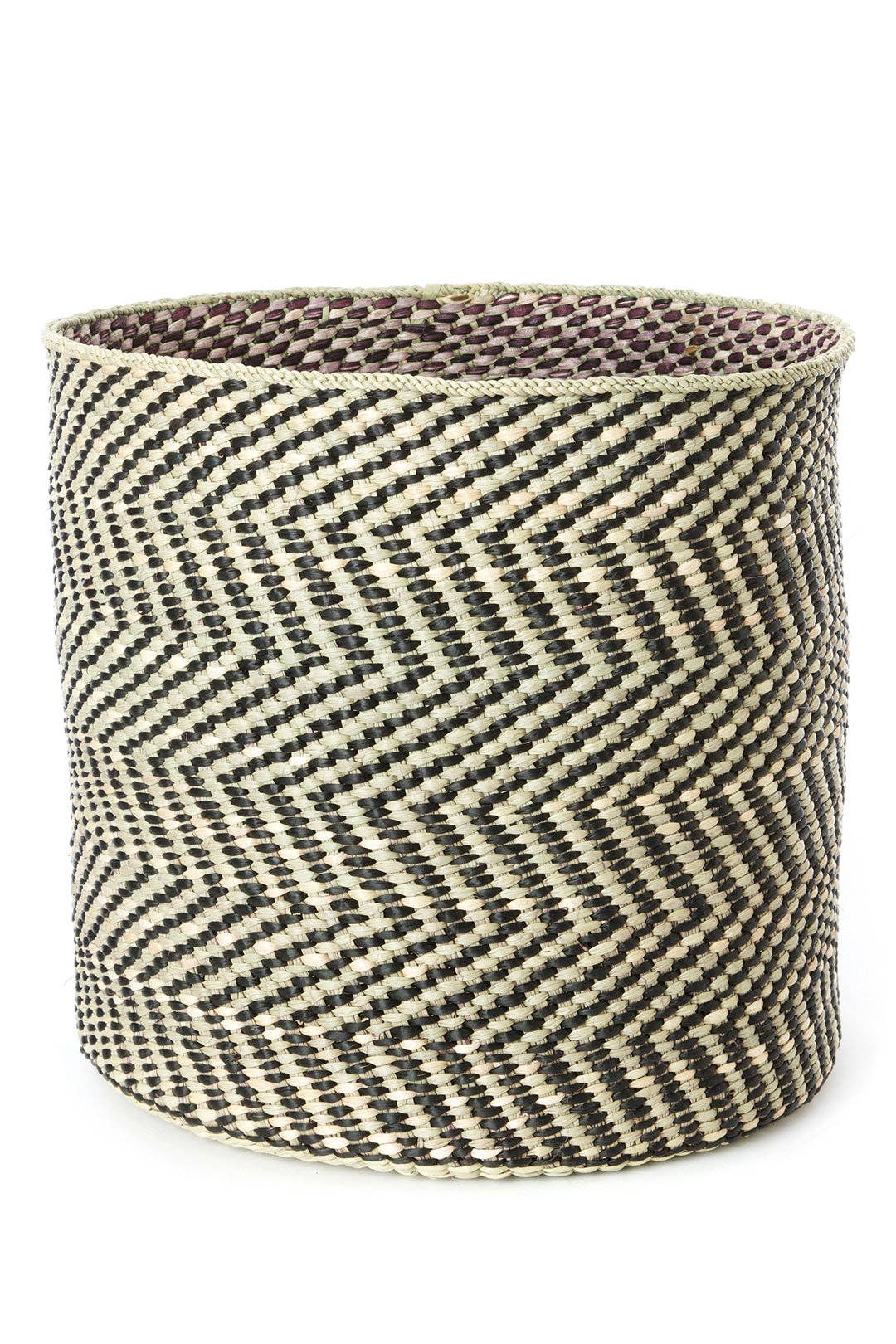Black & Natural Maila Milulu Reed Basket - Large