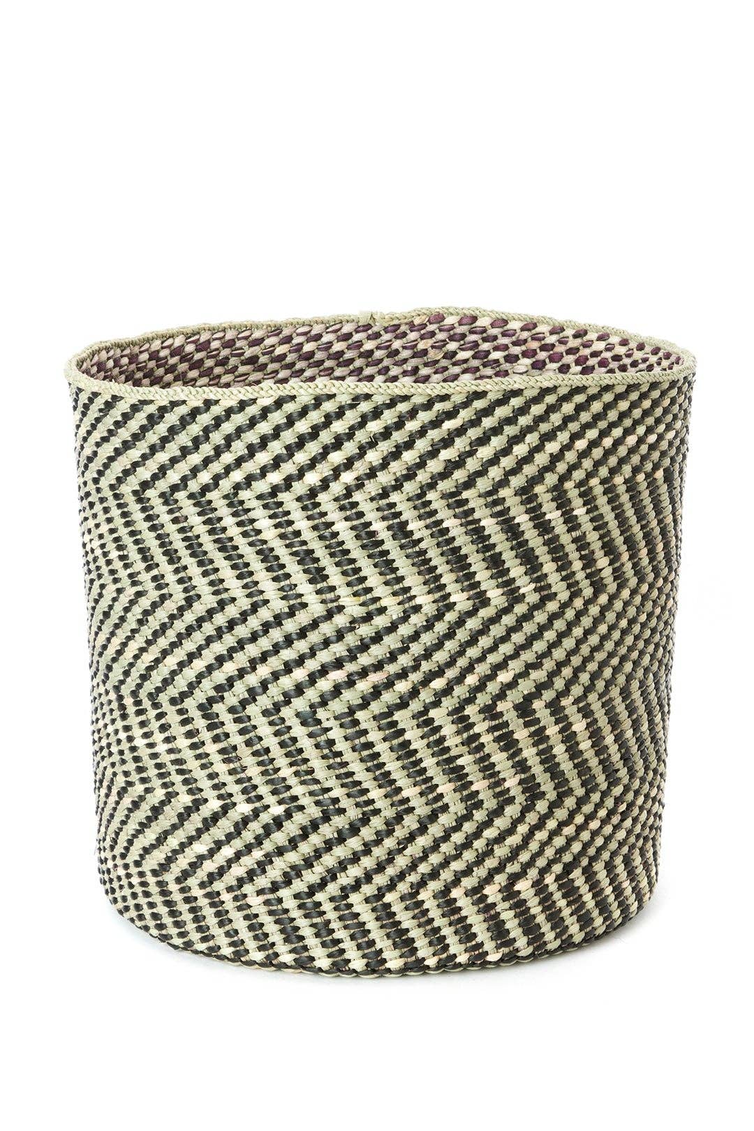 Black & Natural Maila Milulu Reed Basket - Large