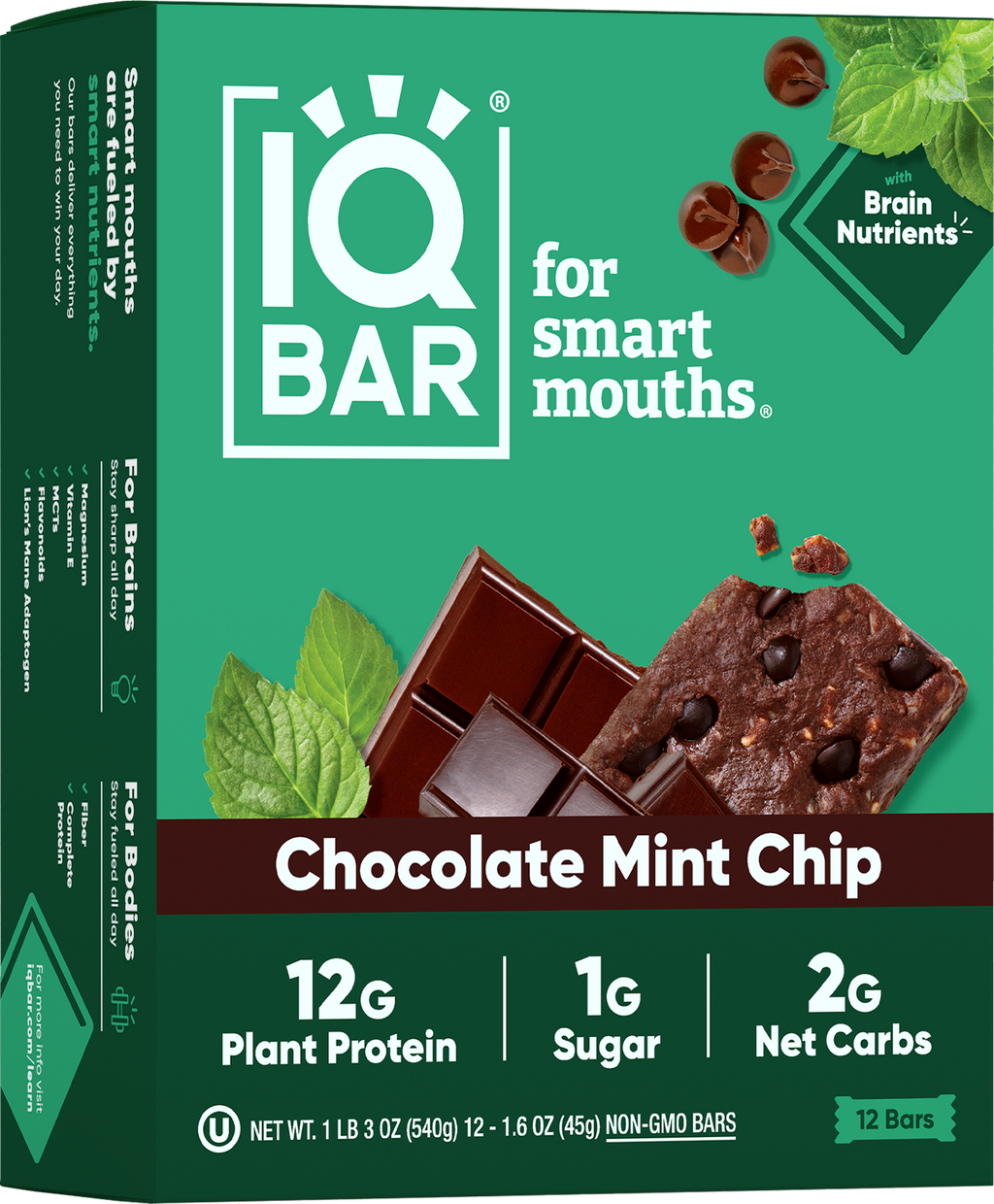 IQBAR Chocolate Mint Chip | Brain + Body Keto Protein Bars