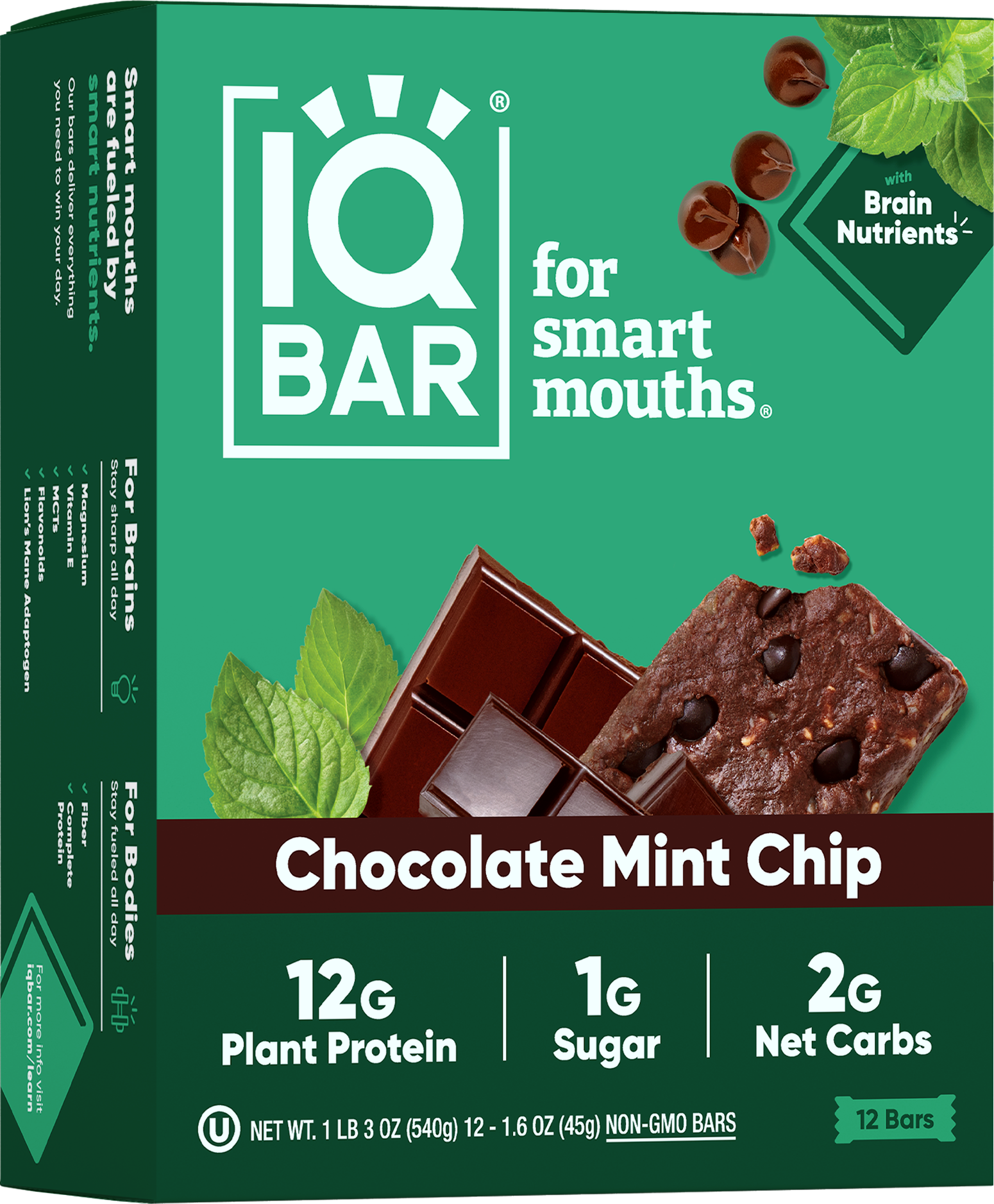 IQBAR Chocolate Mint Chip | Brain + Body Keto Protein Bars