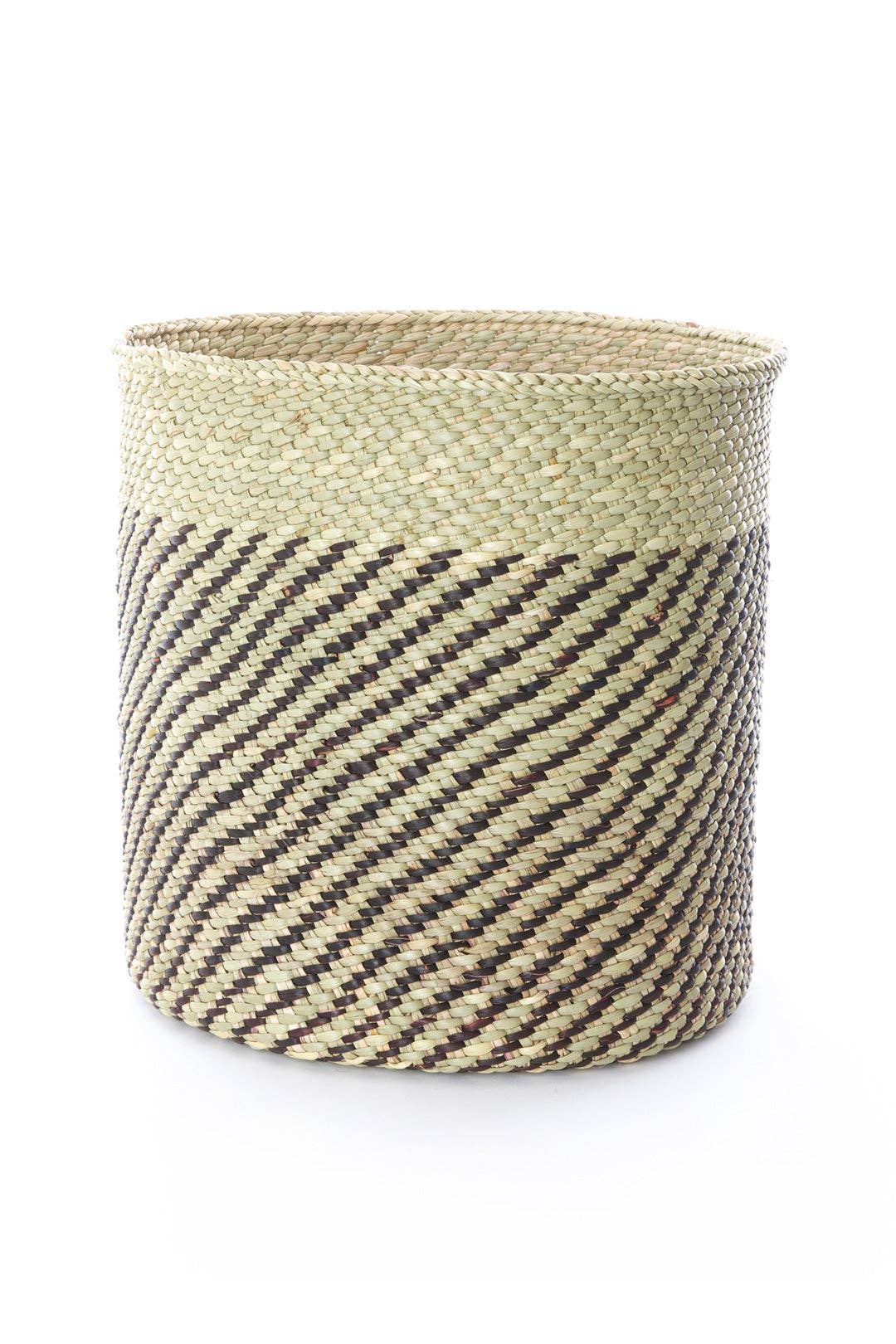 Iringa Basket with Diagonal Black Stripes - Medium
