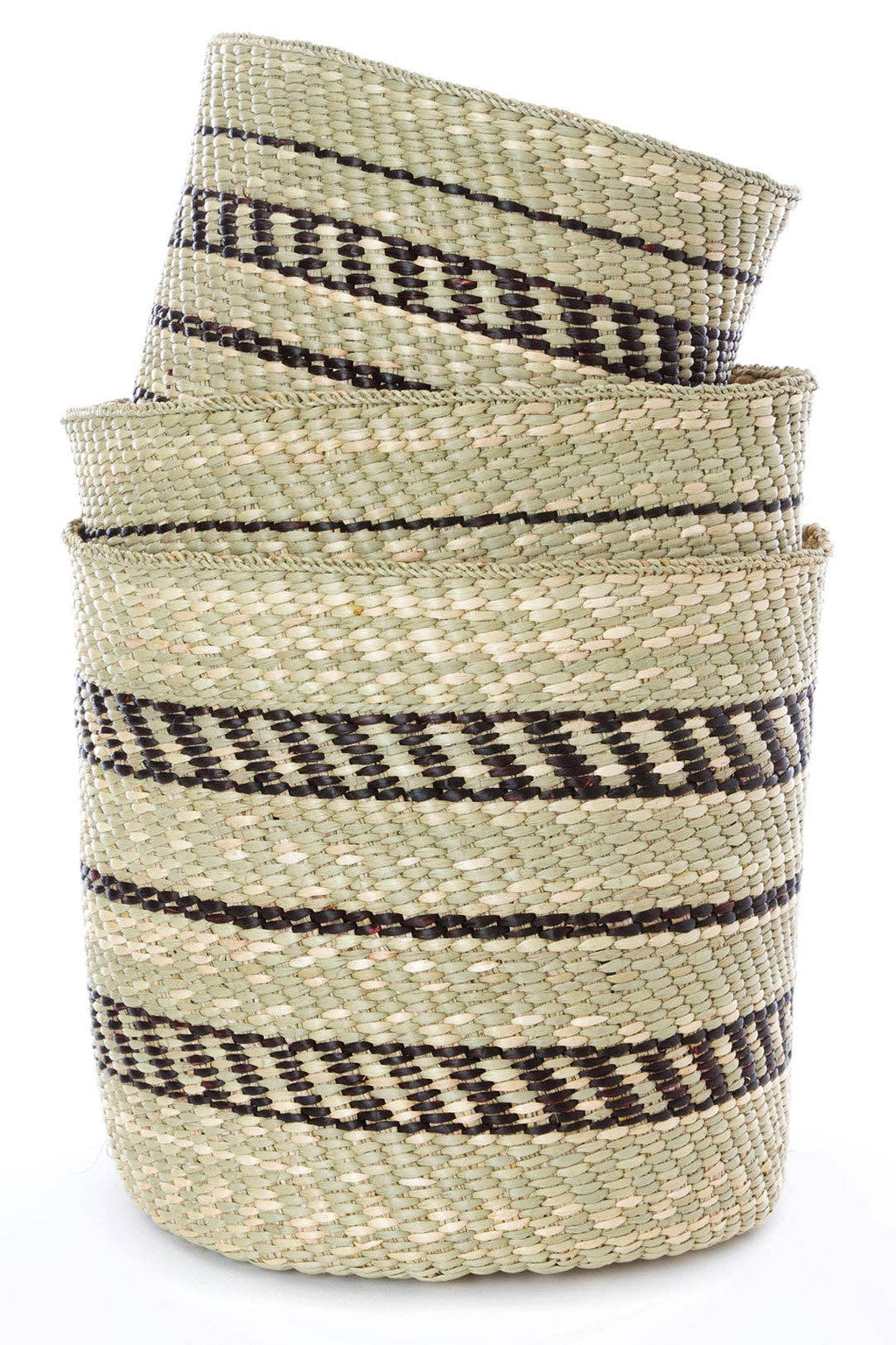 Traditional Iringa Basket with Black Accents - Large