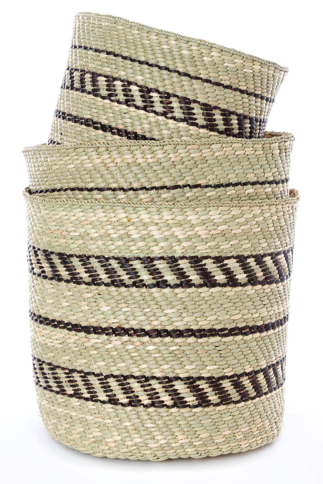 Traditional Iringa Basket with Black Accents - Large