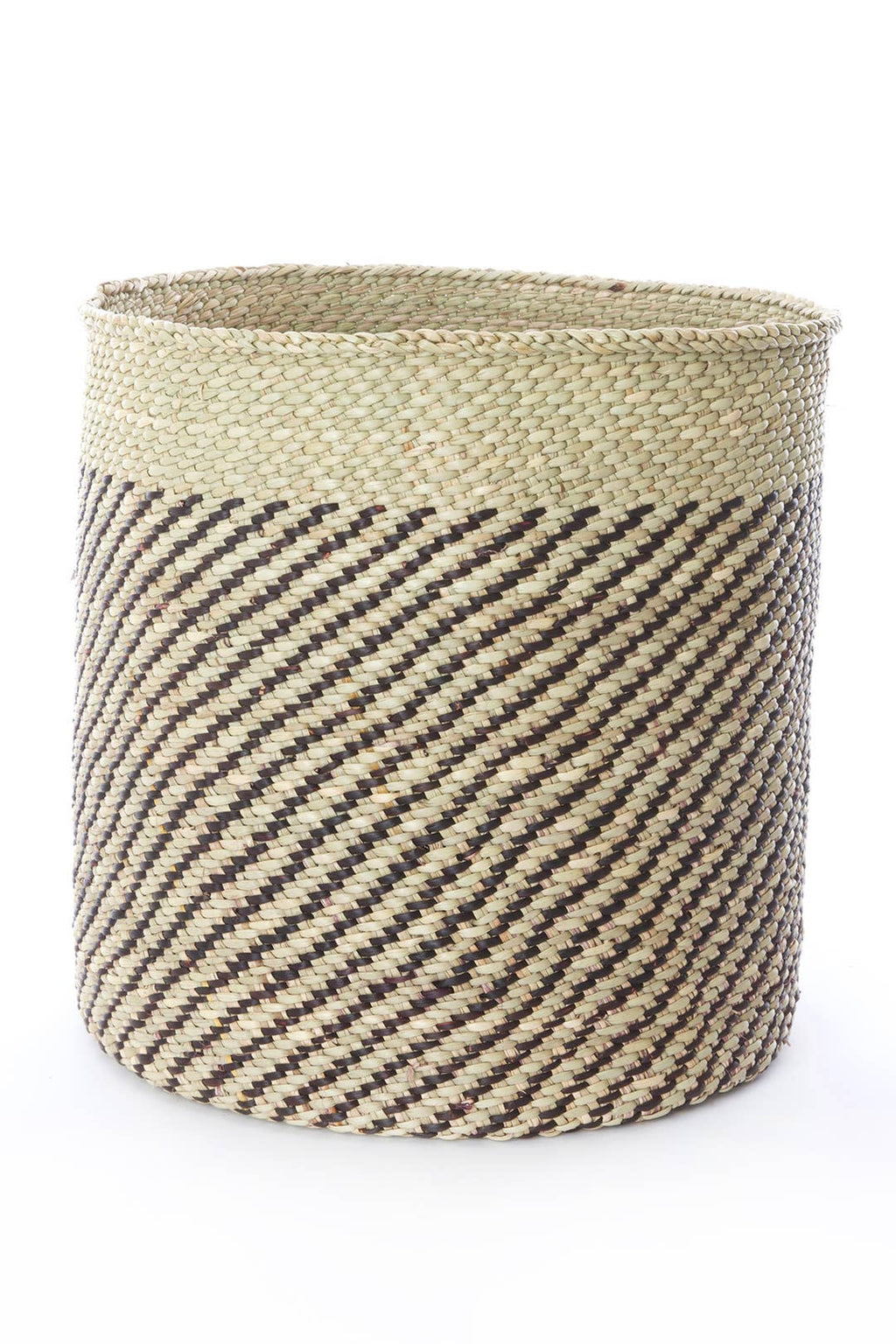 Iringa Basket with Diagonal Black Stripes - Medium